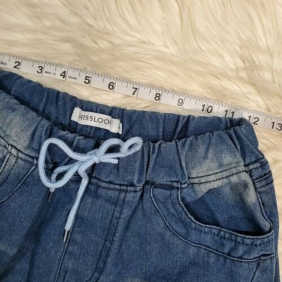 Misslook Drawstring Jeans Relax Fit Denim Pants Medium Wash Fading Size Small - Picture 3 of 8